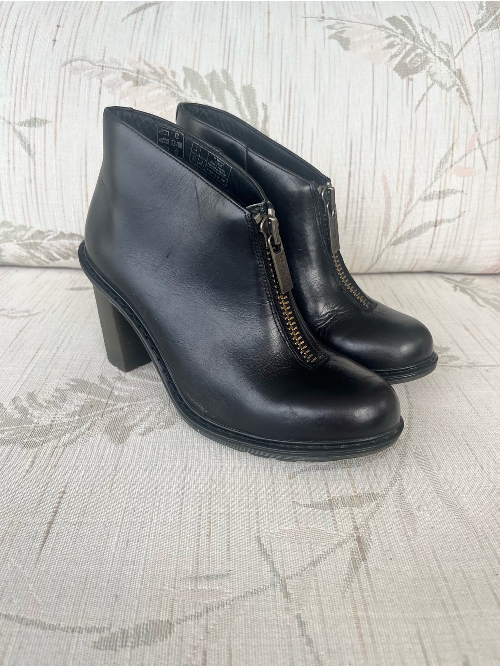 Dr. Martens Jolene Black Front-Zip Leather Ankle Booties